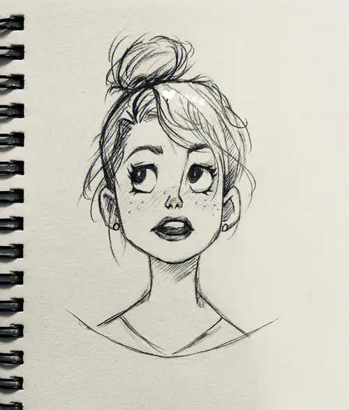 少女手绘线稿临摹练习丸子头