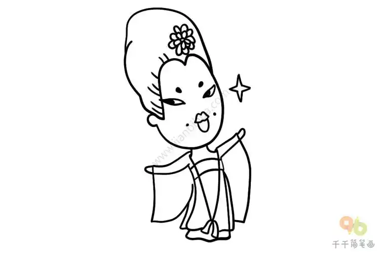妩媚的唐朝小宫女手账素材简笔画