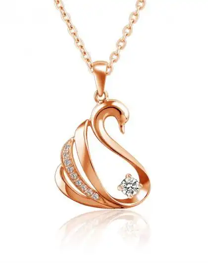 彩18k金钻石吊坠天鹅(1.5克)