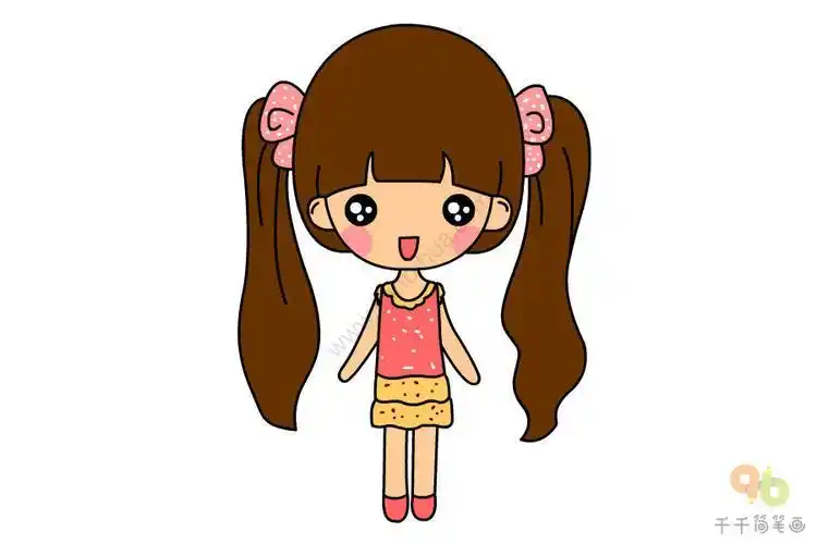 q版人物马尾辫女生简笔画女孩简笔画