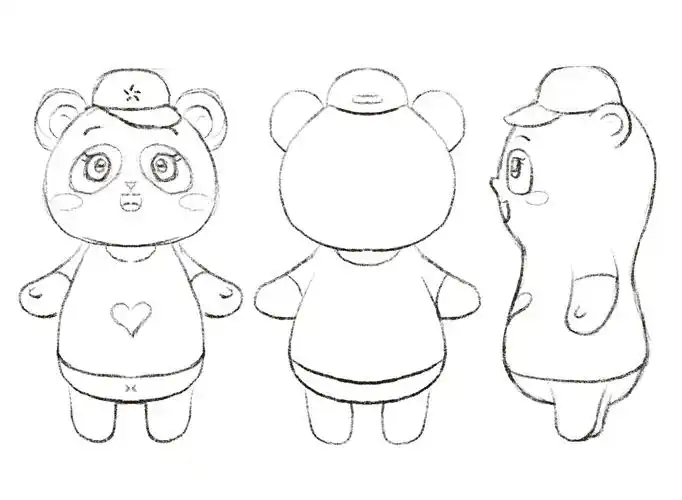 正面,背面,侧面线稿