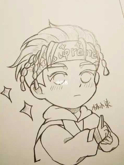 易烊千玺卡通简笔画手绘图