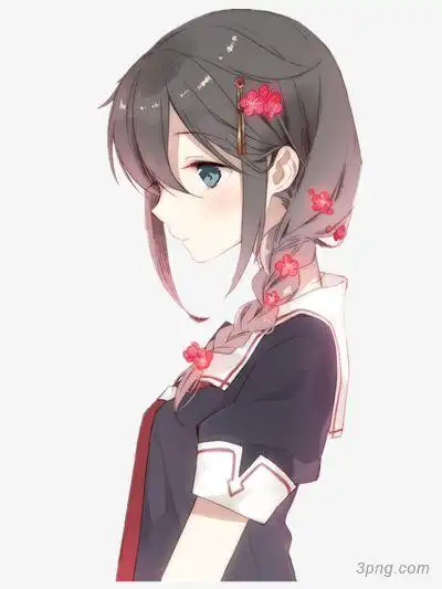 手绘可爱女孩png素材透明免抠图片-动植人物