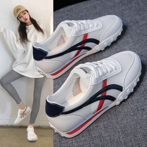 精选臻品网面阿甘鞋女年款夏季女鞋休闲百搭运动鞋女薄款网面小白鞋赠