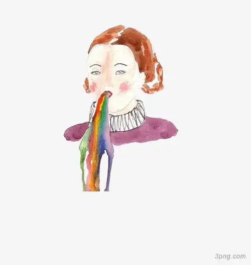 口吐彩虹png素材透明免抠图片-动植人物