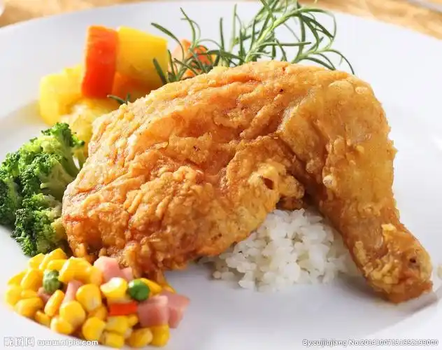 炸鸡腿饭图片