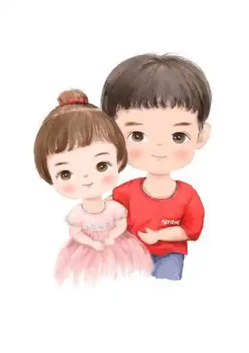 合照##亲子照##骗你生二胎系列# 手绘可爱合照系列|姐弟头像 兄妹