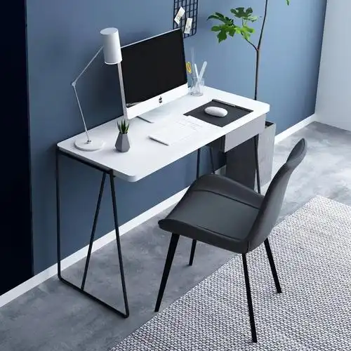 白色书桌轻奢ins北欧小户型书桌椅组合简约电脑桌书桌两用写字台