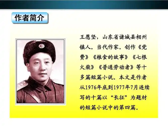 【金榜学案】10-11版八年级语文上册第4课《草》课件 作者简介 王愿坚