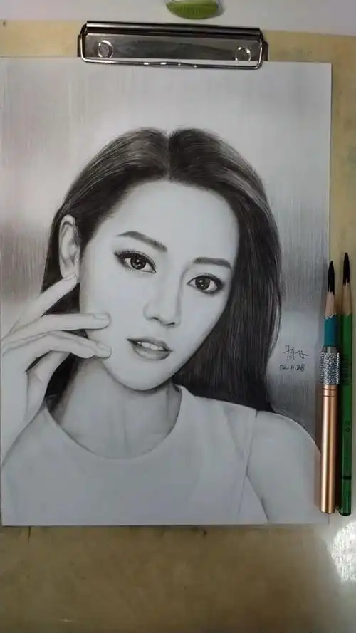 手绘明星肖像画【迪丽热巴】