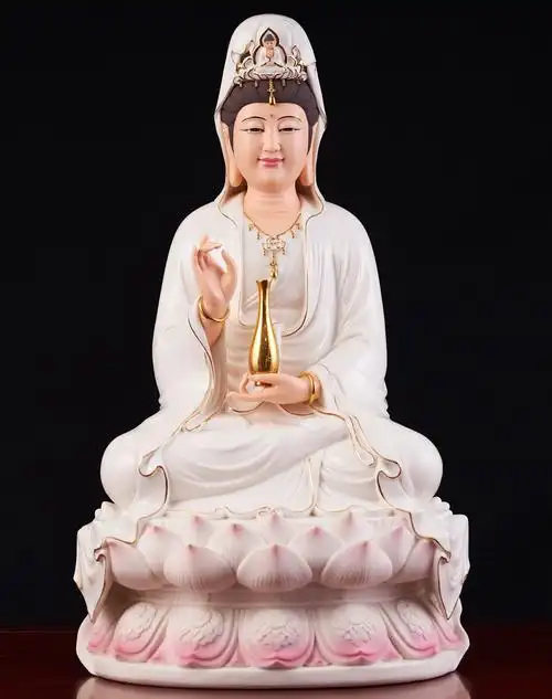 德化手工白瓷陶瓷观音菩萨像音佛像佛堂家用摆件