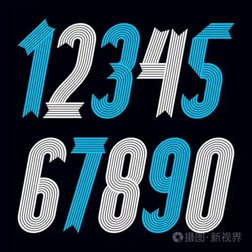一组酷的几何矢量数字现代数字集合时尚斜体浓缩粗体数字从0到9可以