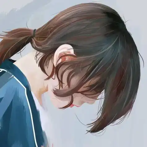 低头伤感漫画女生头像图片