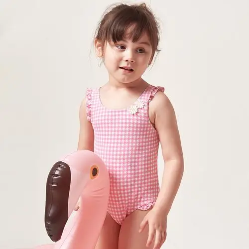 儿童游泳衣 女童宝宝婴童连体泳衣 小中大童三角可爱温泉泳装