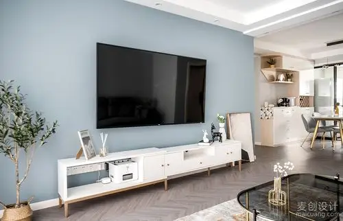 灰蓝色简约电视背景墙