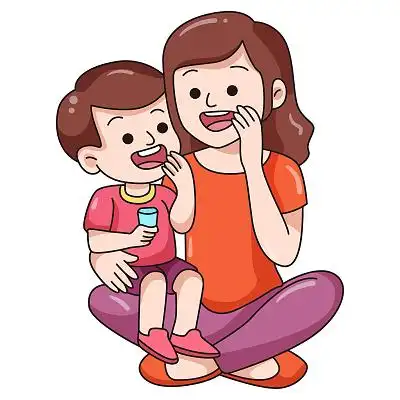 卡通家庭生活家庭教育妈妈儿子聊天插画素材png