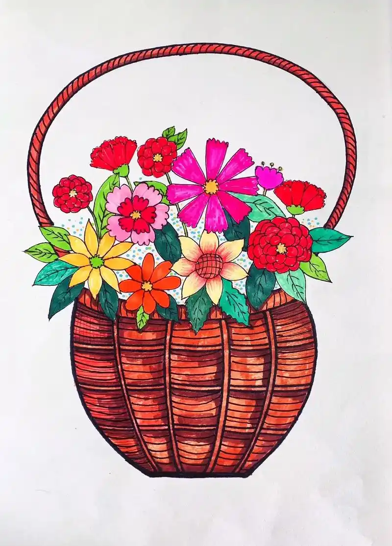 花花草草简笔画合集,花草植物儿童画合集.