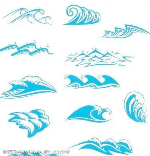 矢量蓝色海浪费图形花纹