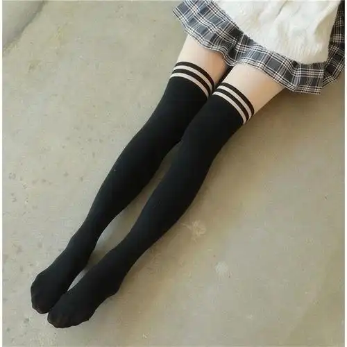 秋冬款加绒加厚假大腿连裤袜女黑色光腿神器jk长筒过膝拼接黑丝袜