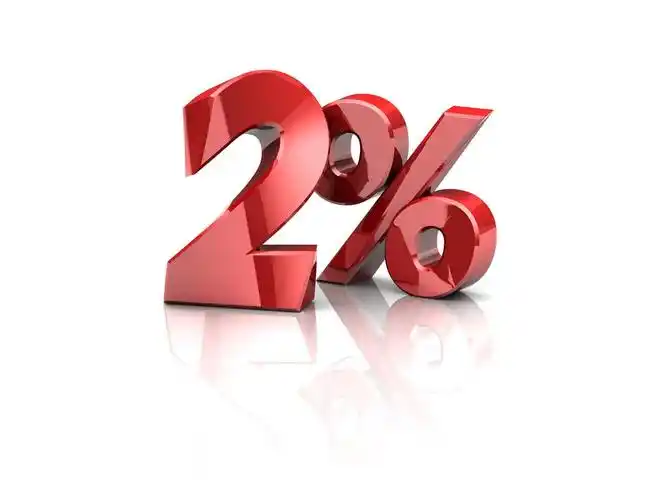 两个百分数,3d 插图 2%的签名,在白色背景