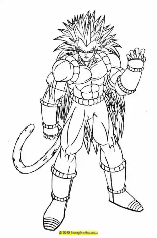 11张七龙珠超级赛亚人小悟空格斗漫画涂色图片-红豆饭小学生简笔画