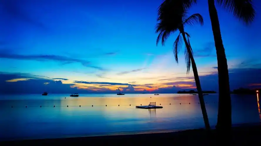 微软win10夏日主题海边日落风景高清壁纸图片