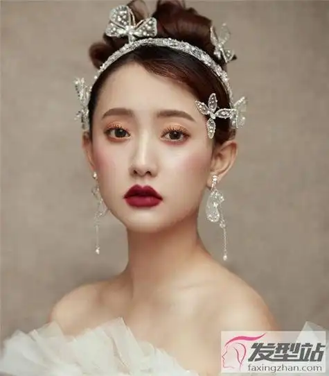 复古港风名媛风盘发高级时尚气质盘发