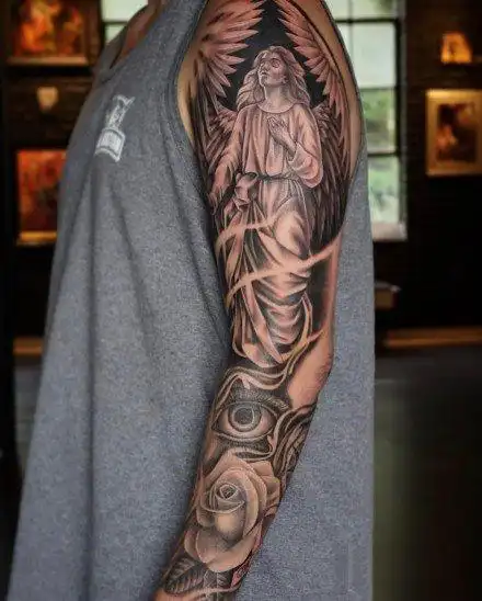 西方带翼守护天使的纹身图案大全(8/9)