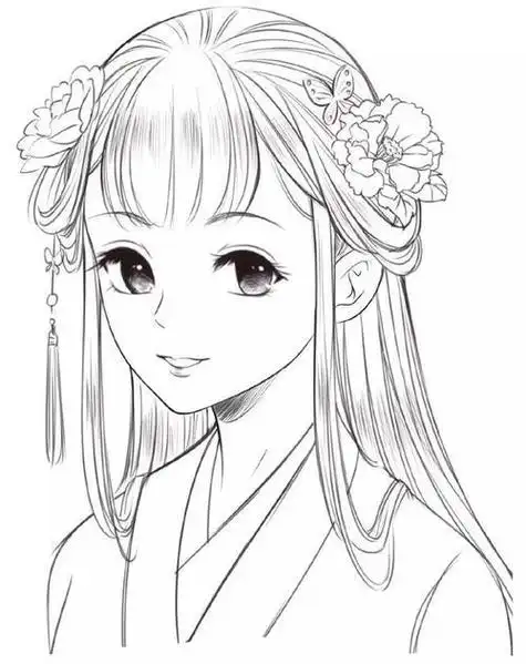 古风人物简笔画侧脸