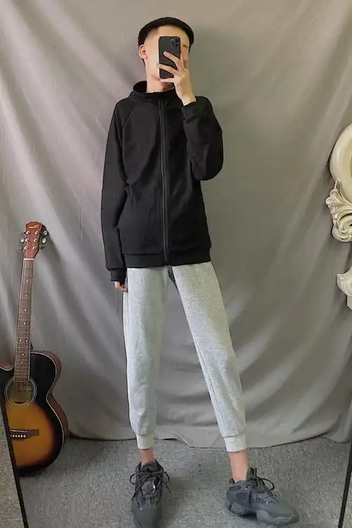 秋冬2019网红裤子男抖音潮牌加绒束脚超火cec社会精神小伙九分裤 灰色