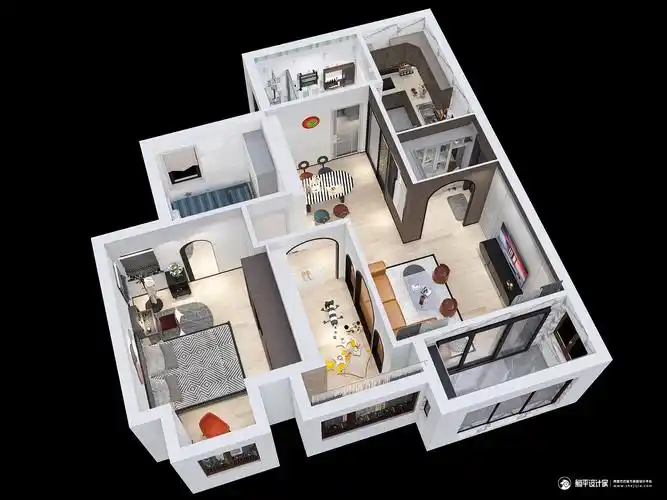 混搭风格三室两厅装修设计效果图