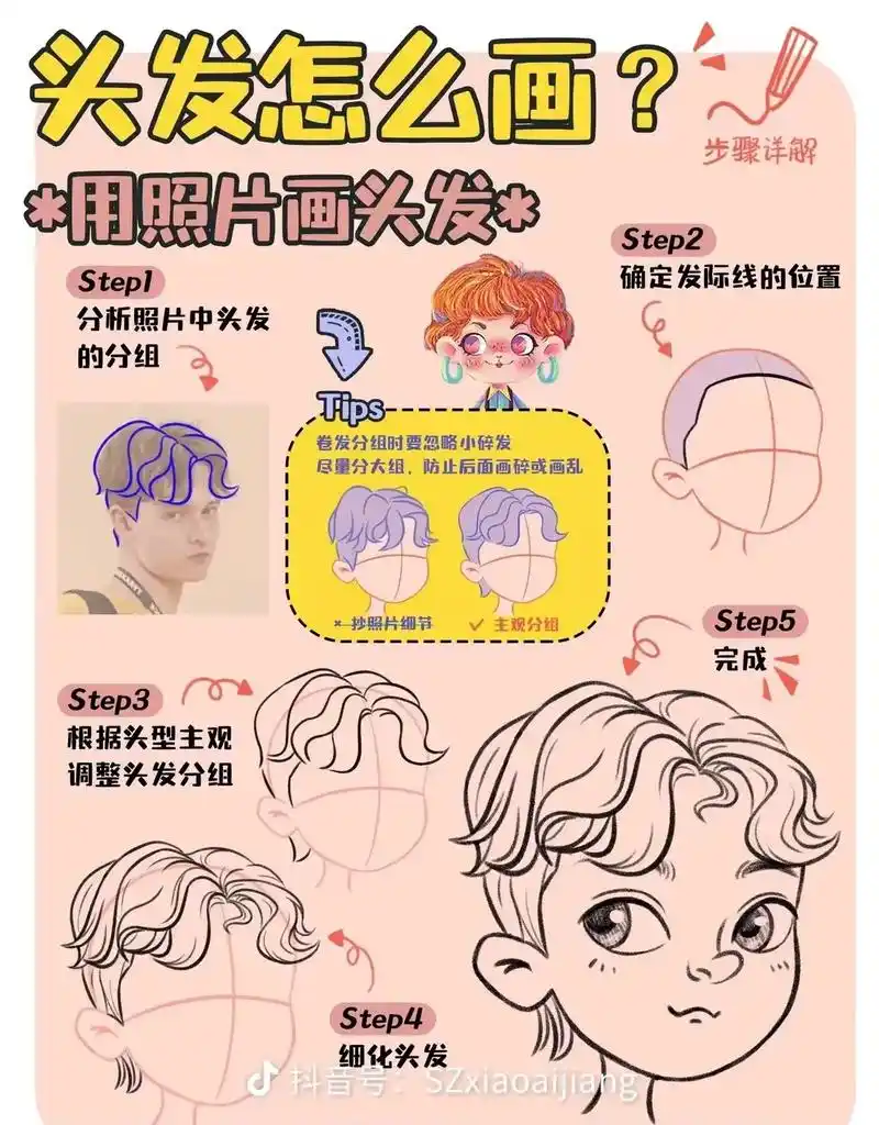 动漫男生头发的画法#滨海城 #道南  - 抖音