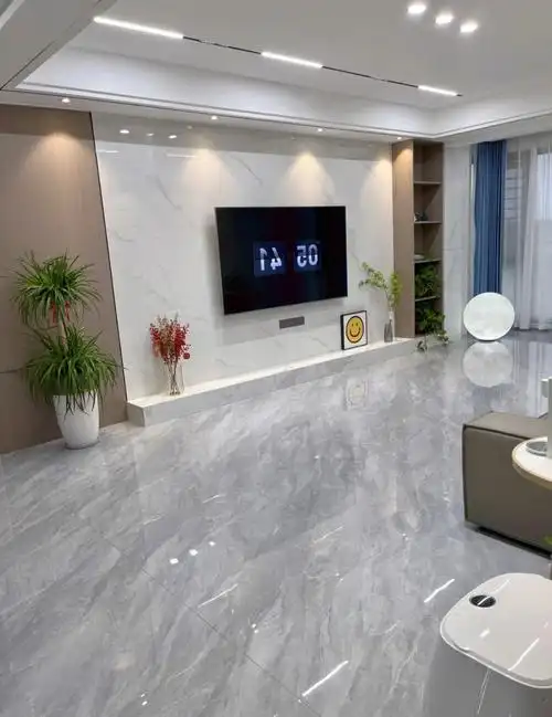 现代简约风格岩板背景墙客厅装修