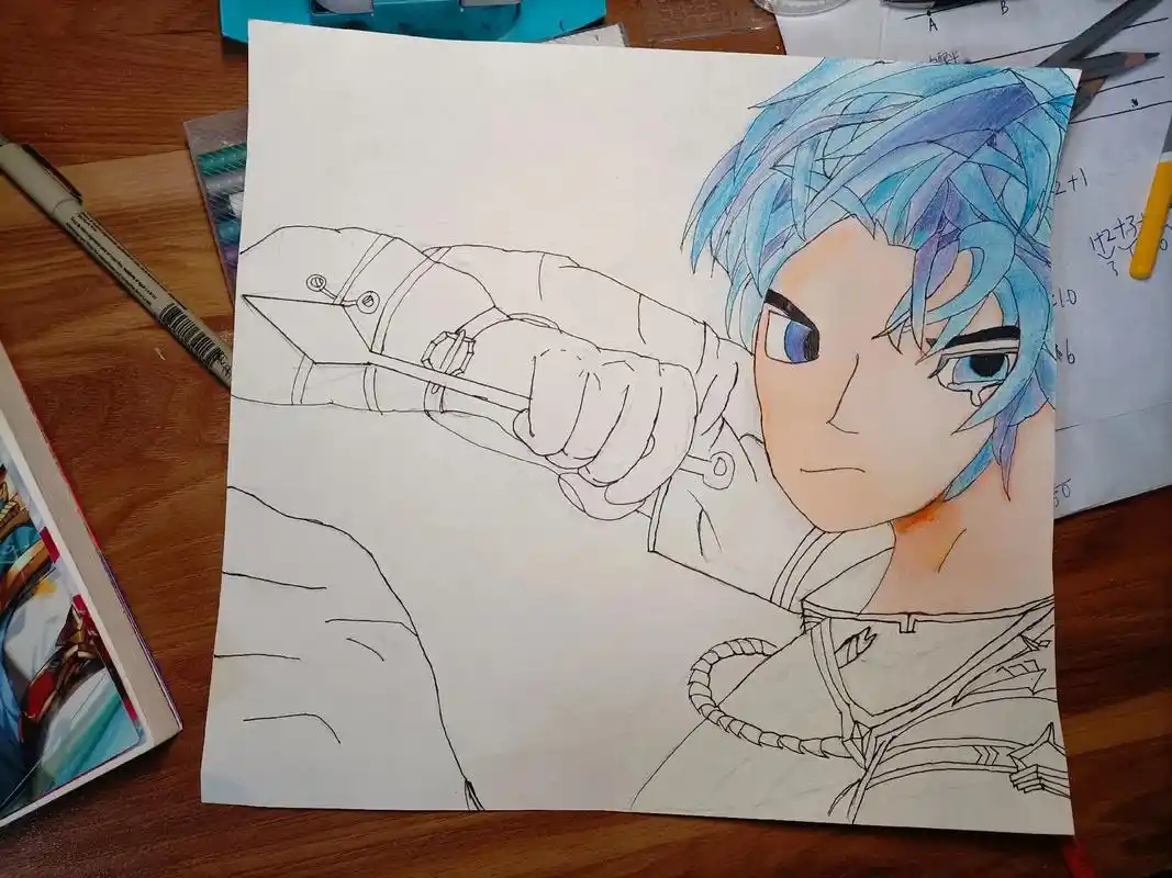 儿子的作品 #动漫人物绘画 唐三 - 抖音