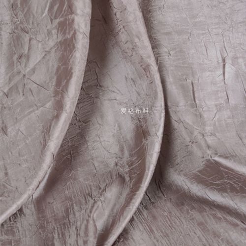 灵感系列 灰紫色超薄单层不透飘逸褶皱肌理光泽面料设计师布料