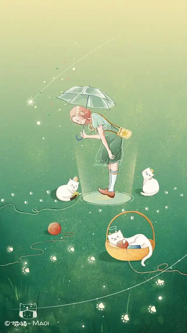 意境唯美的少女插画,柔和的光影传递出治愈人心的温暖,美极了