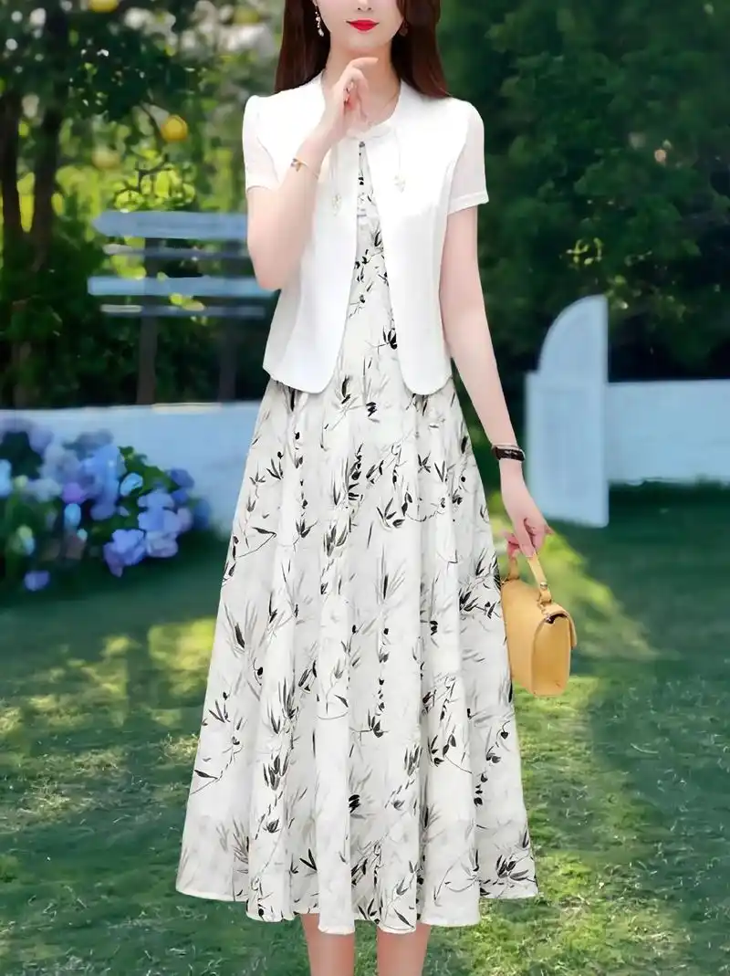 夏日必备遮肚显瘦印花连衣裙～气质优雅减龄