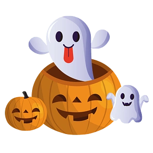 万圣节黄色卡通鬼脸和南瓜