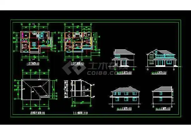 某乡村别墅全套建筑设计cad施工图