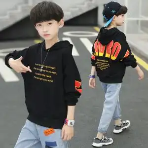 男童春秋装卫衣2020新款潮10大童12男孩帅气连帽上衣13十岁小学生