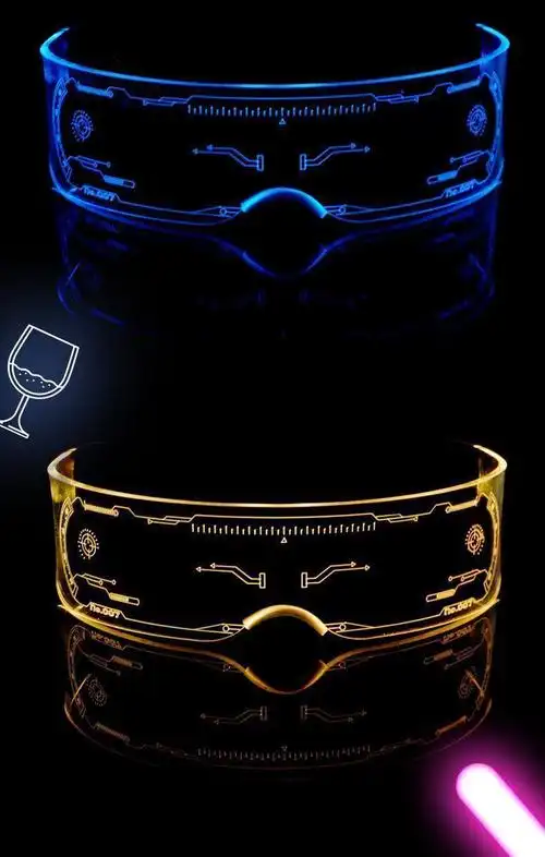 led科幻发光眼镜生日网红未来科技眼镜蹦迪眼镜发光眼镜夜视智能变色