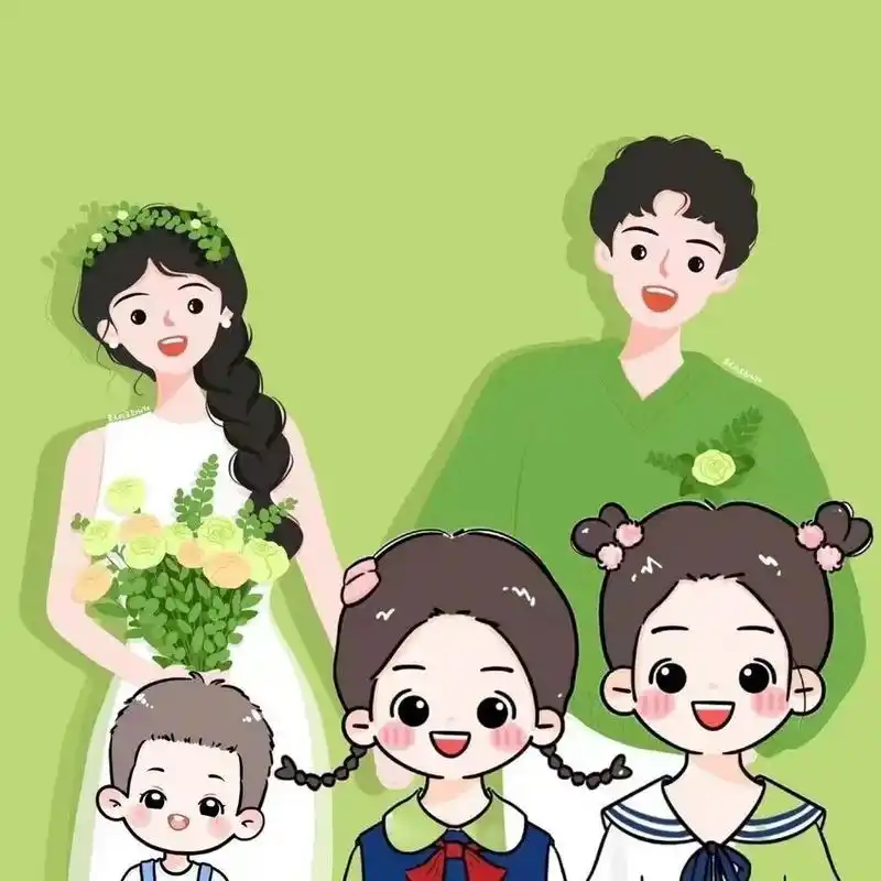 亲子头像一家四口98699969976996 	 全家福头像