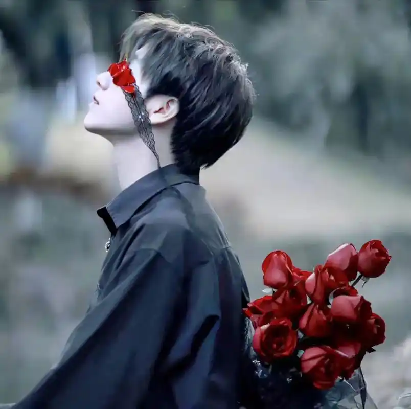 我将玫瑰藏于身后伤感头像