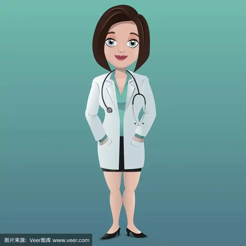 卡通微笑的年轻女医生