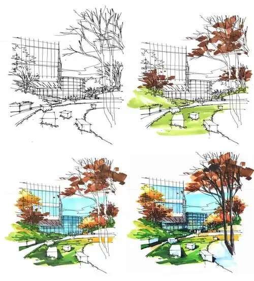 景观手绘考研万能效果图详细步骤图