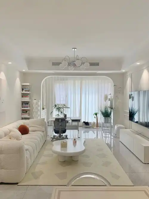 95平奶油风客厅没有长辈参与的装修75