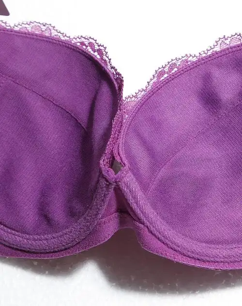 曼妮芬紫色蕾丝性感立体3/4薄杯文胸