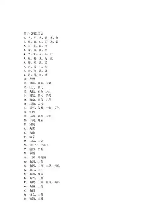 数字代码记忆法