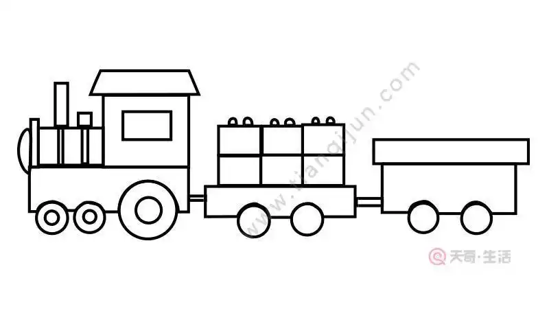 货物火车和客车简笔画