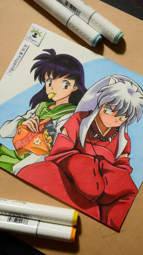 马克笔手绘动漫犬夜叉漫画人物